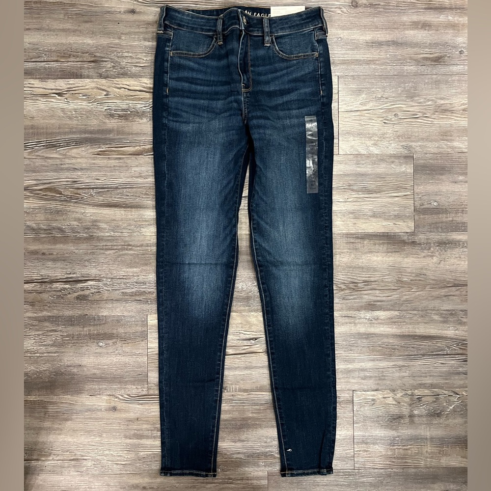 American Eagle High Rise Dark Blue Skinny Jeans - extra long